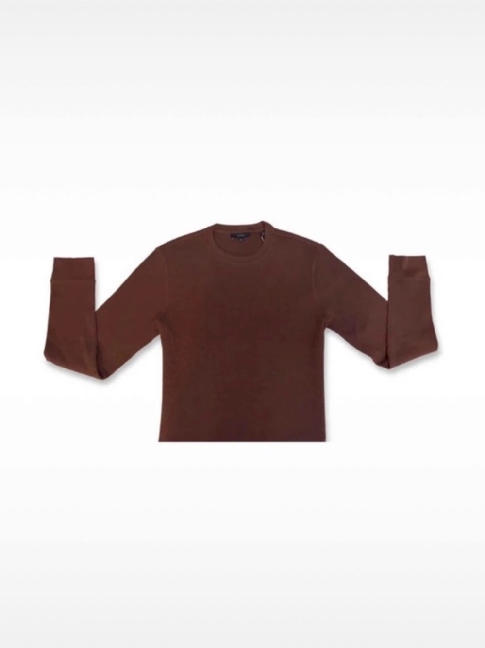 VINCE Womens M Waffle Thermal Pima Cotton Crewneck Washed Sienna NWT